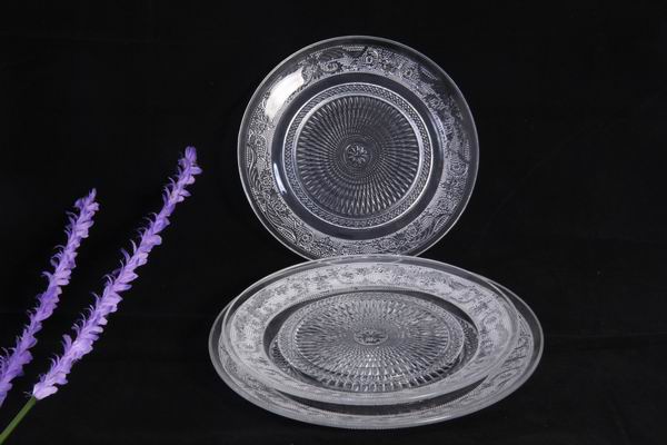 Round Embossed Glass Fruit Plate (GP001)