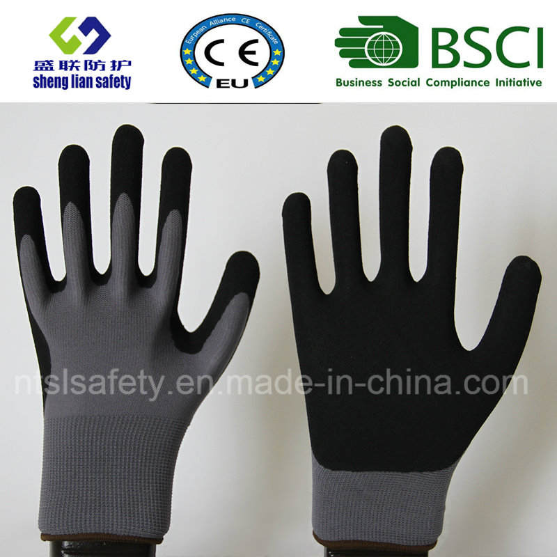 13 Gauge Nylon Liner, Nitrile Coating, Sandy Finish Safety Work Gloves