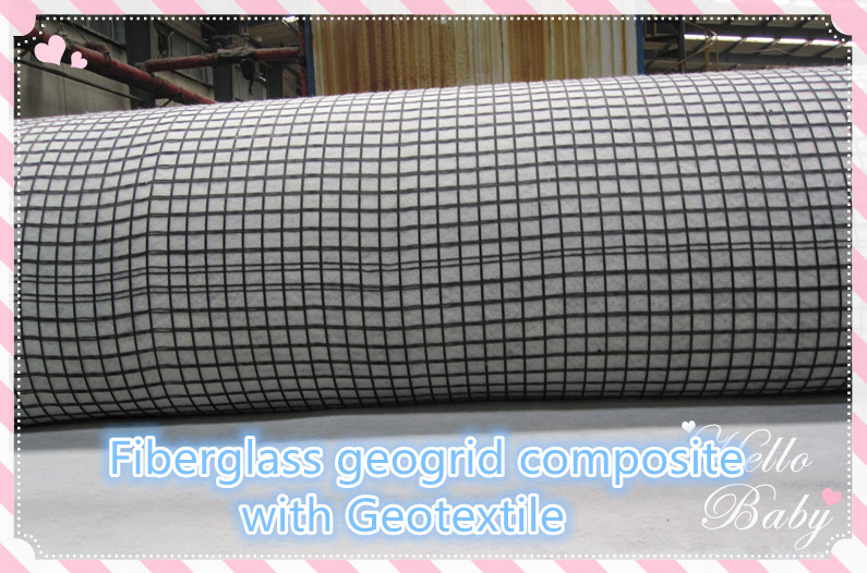 Bitumen Coated Fiberglass Geogrids Composite with Geotextile