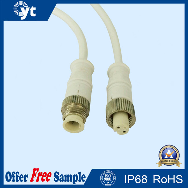 2-Pin White Male to Female Waterproof Cable with Matel