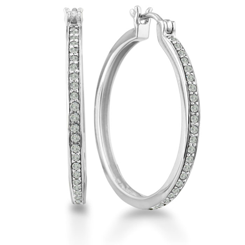 18k Gold Plated White CZ 925 Silver Hoop Earrings Wholesale