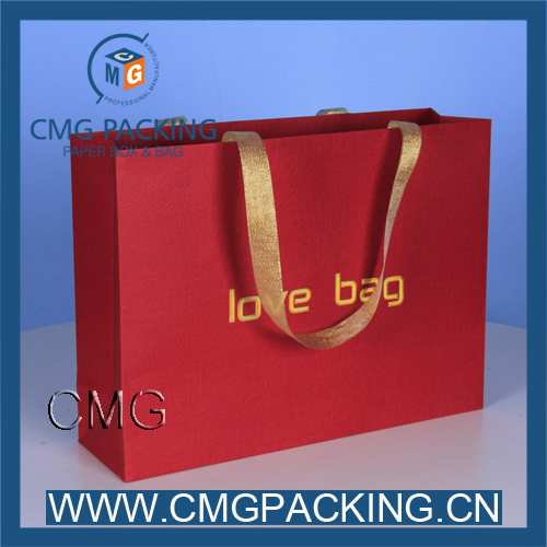 Color Red Paper Bag with Printing/Foil/Gold Hot Stamping Logo