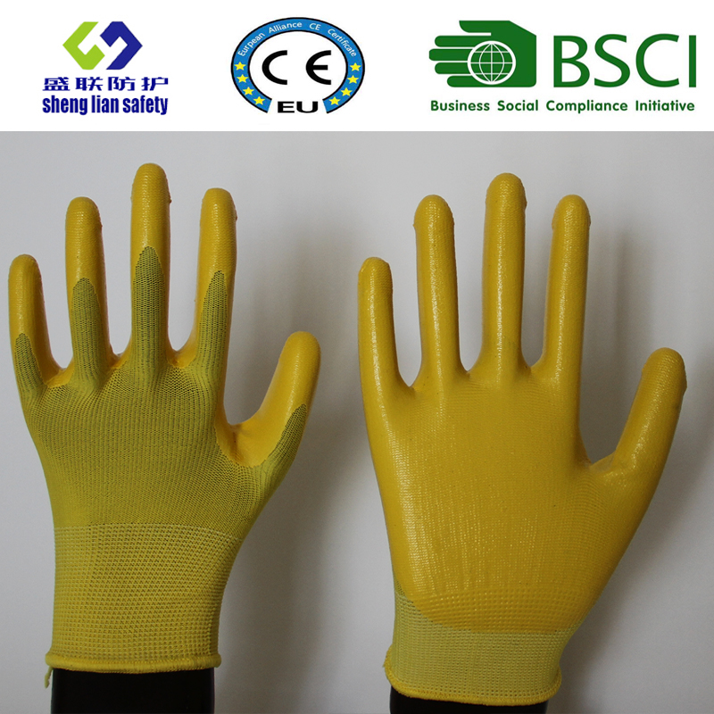 Polyester Shell with Nitrile Coated Work Gloves (SL-N105)