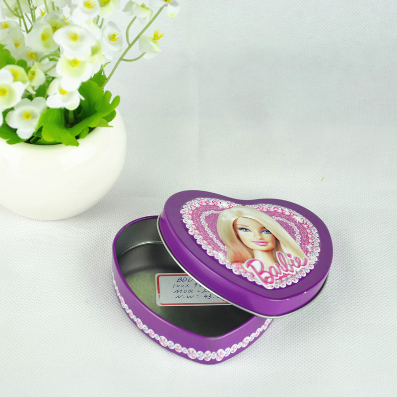 Fancy Elegant Valentine Gift Packaging Heart Shaped Chocolate Candy Tin Box for Food