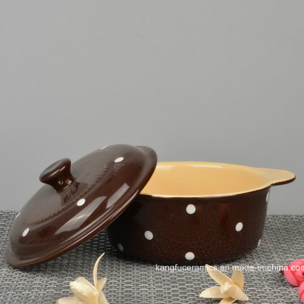 Glazed Color Dotted Design Ceramic Tureen