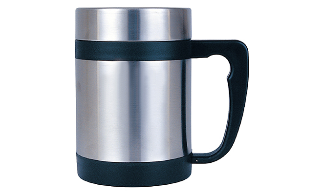 Double Wall 18/8 Stainless Steel Tea Cup with Plastic Handle