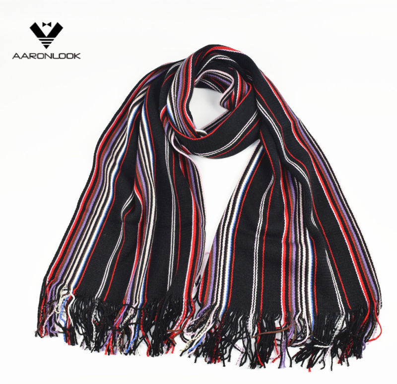 Men's Fashion Colorful Stripe Warp Knitted Scarf