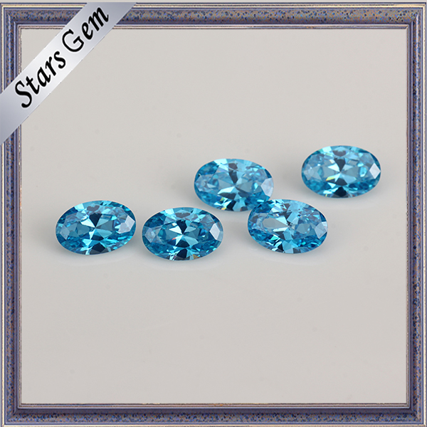 High Quality Aqua Blue 8*6 Oval CZ Stone for Jewelry