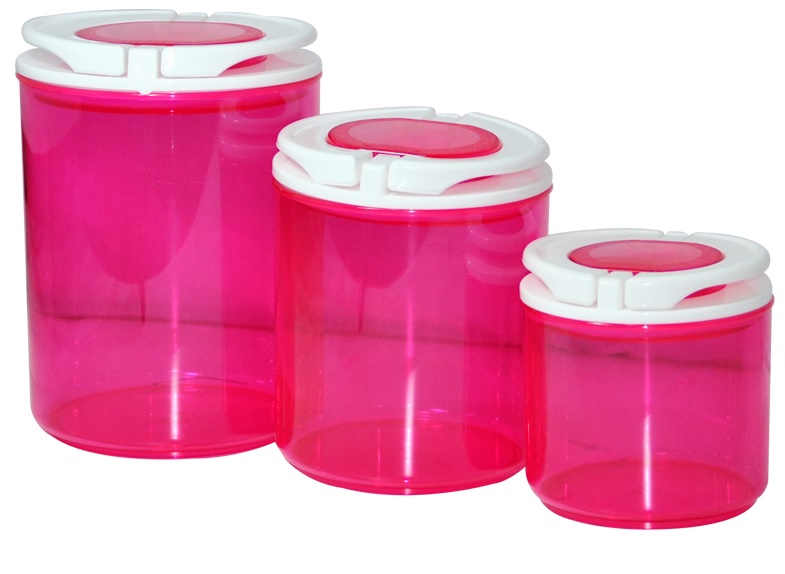 Round Transparent Plastic Canister with Lids