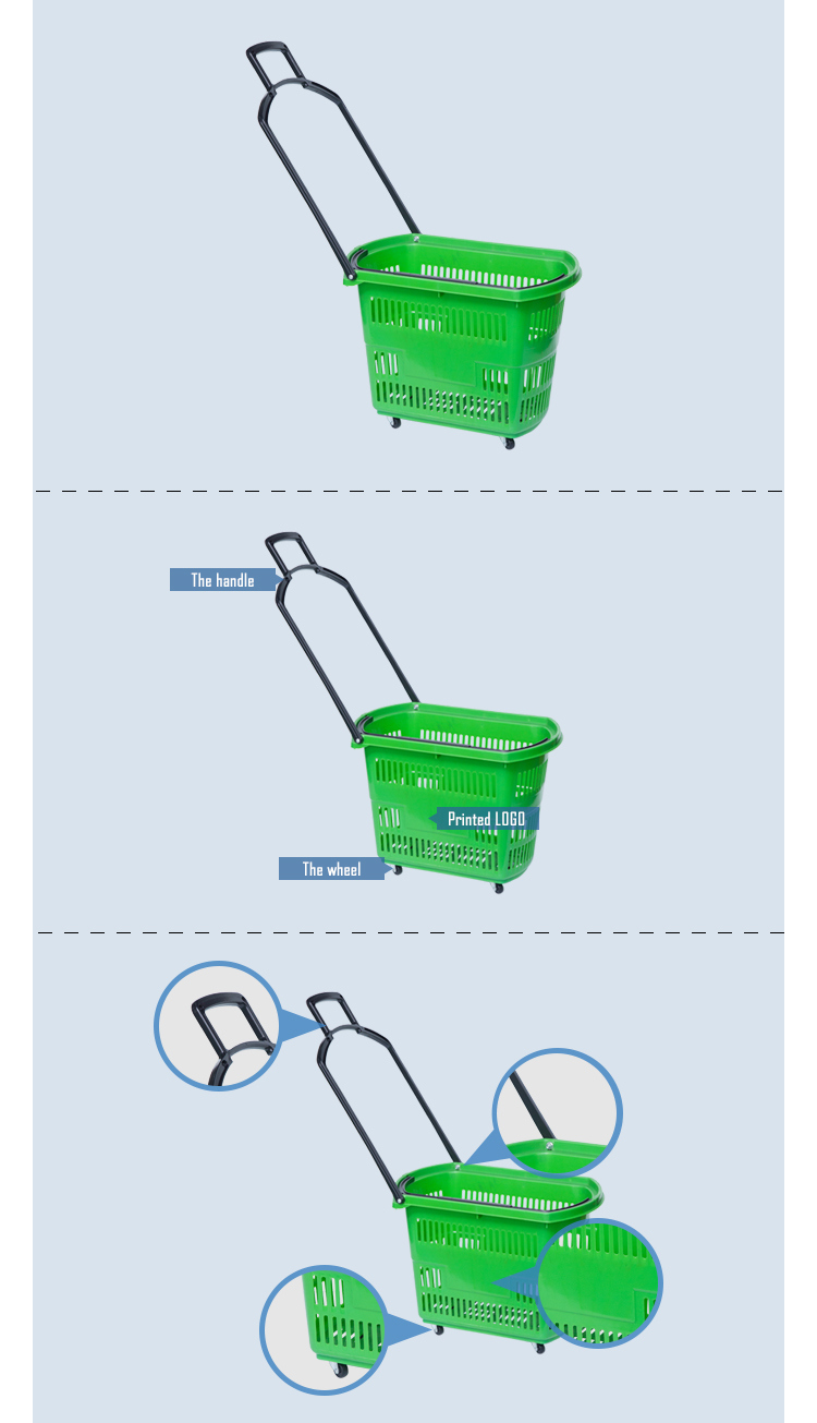 Four Wheel Rolling Store Basket