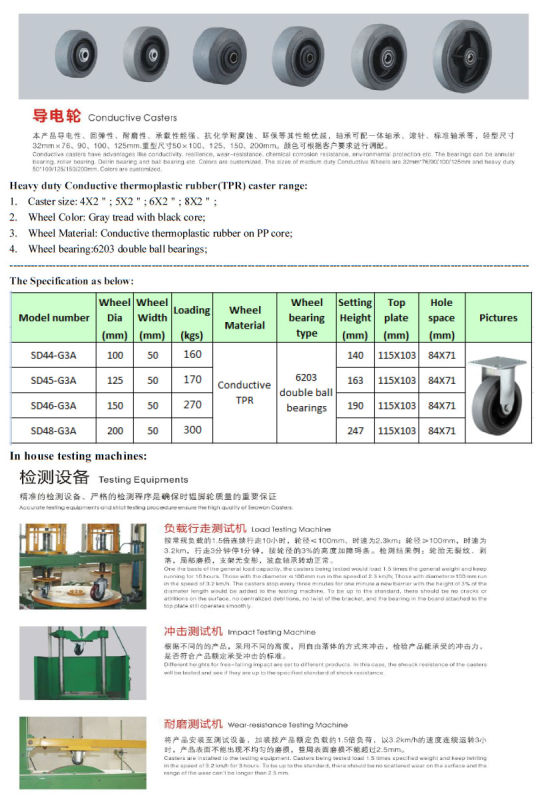 Conductive Caster Heavy Duty Rigid Conductive TPR Caster