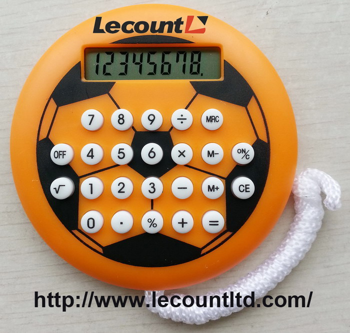 8 Digits Small Hamburger Shaped Calculator with Football Printing with Hanging Cord (LC540A)