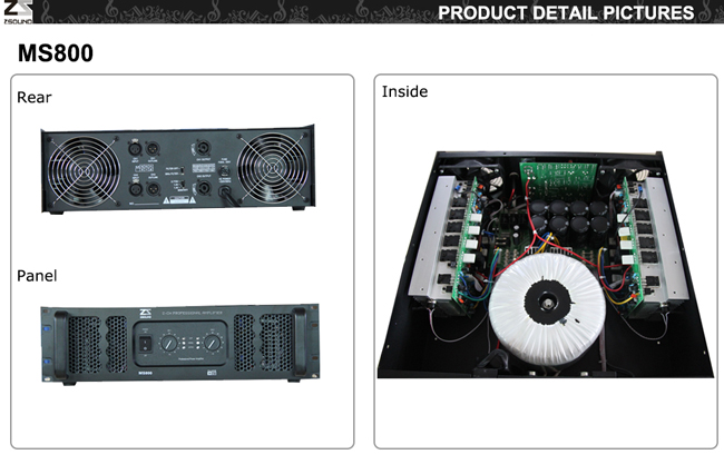 Zsound MS 800W 2 Channel Speaker Transformer Power Amplifier