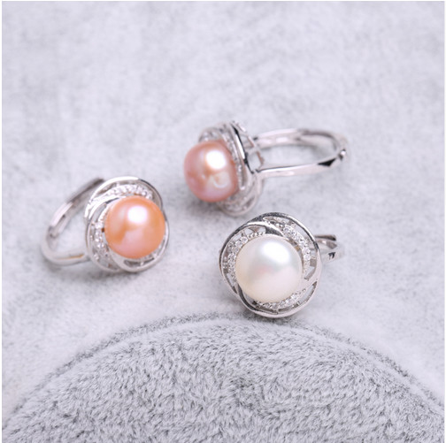 Pearl Ring Designs for Women 10-11mm AAA Bread Round European Ring Wedding Ring Pearl Ring