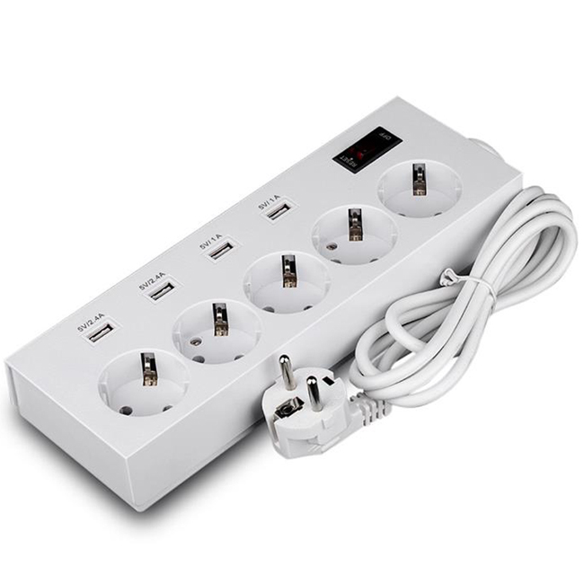 Multi-Functional Platooninsert Outlet 4 USB Ports 5 EU Plug Socket Wall Charger Electrical Plug