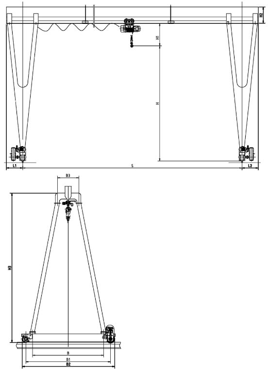 20 Ton Single Girder Electric Hoist Gantry Crane