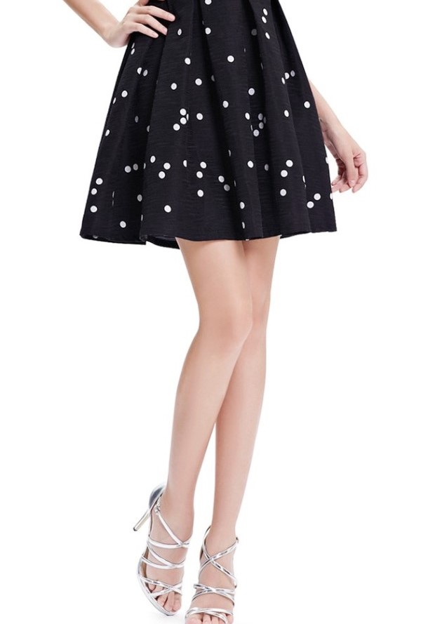 White Polka Dots Black Sexy Fashion Summer Women Lady Dress