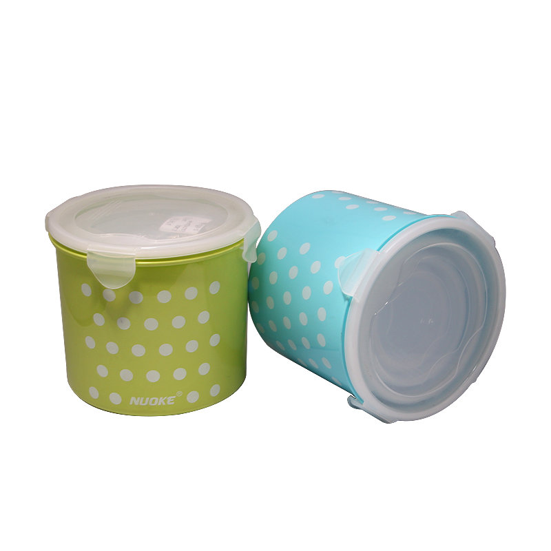 Cylinder Shape 4PCS Screen Printing Plastic Food Container