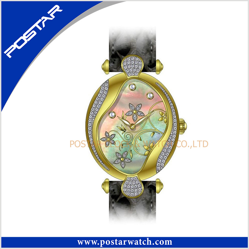 2016 Hot Sale Special Swiss Quartz Steel Ladies Leather Jewelry Watch