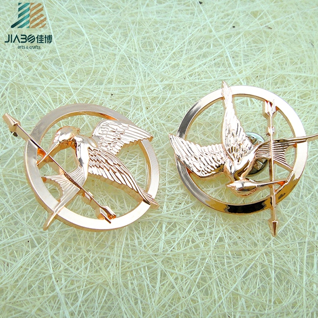 Custom Made Cut out Metal Rose Gold Bird Lapel Pin