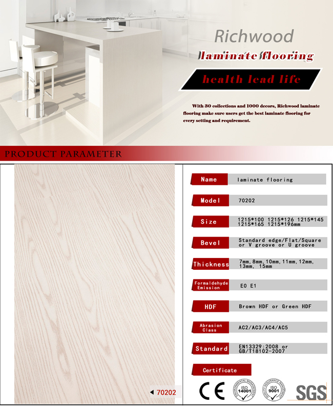 8.3mm HDF Parquet White Oak Water Resistant Wood Wooden Laminate Laminated Floor