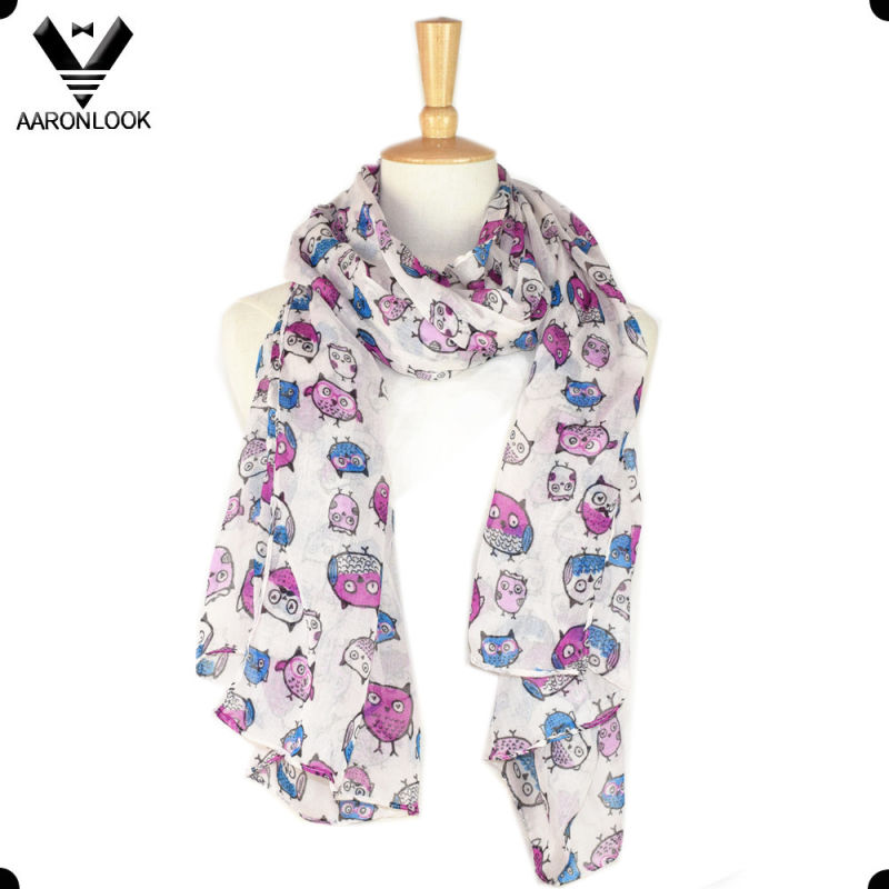 Fashionable Cheap Owl Print Scarf Polyester