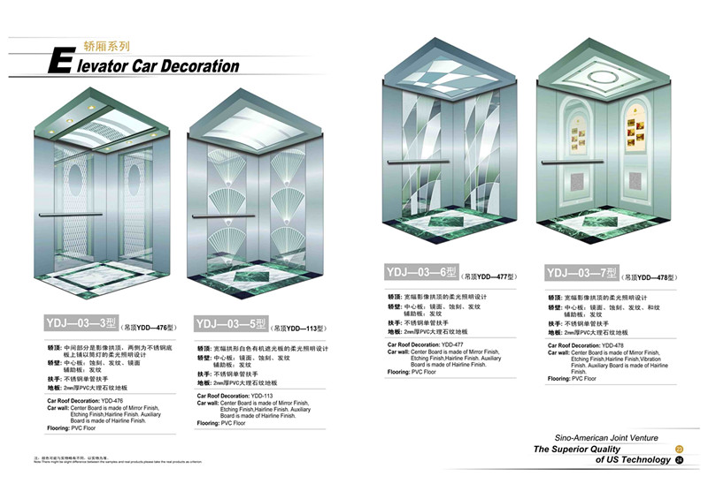 Passenger Elevator with Etching Stainless Steel Car Cabin