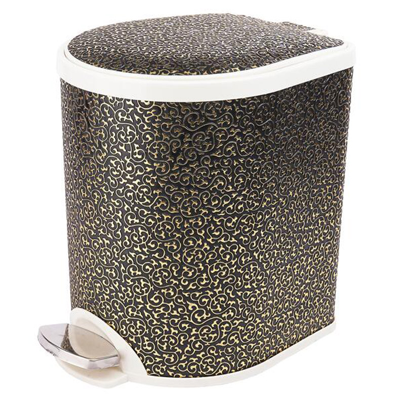 Leather Covered Plastic Foot Pedal Trash Bin