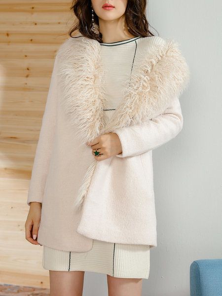 Ladies Fur Collar Winter Coat with Cotton Wool Surface Coat