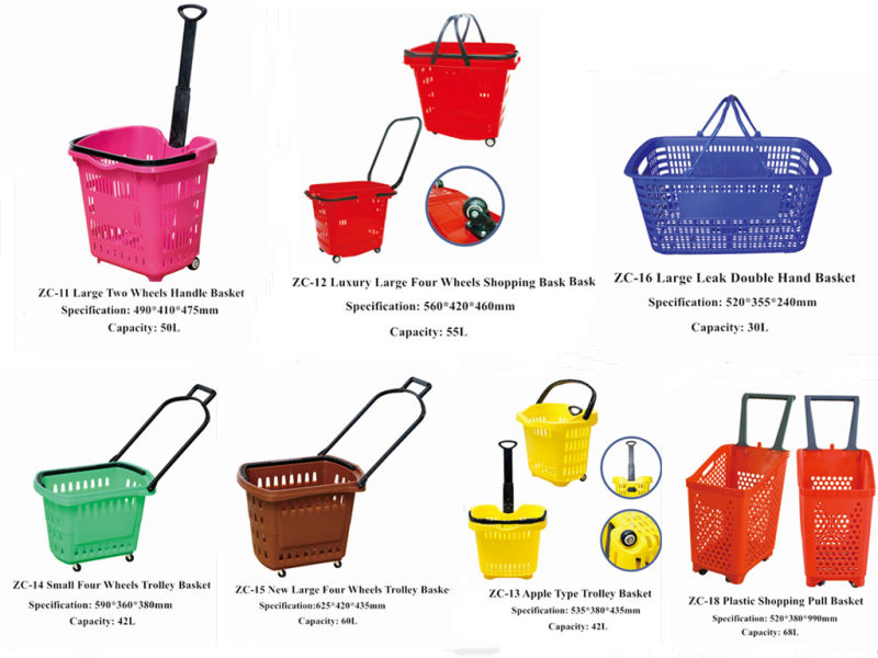 Supermarket New Plastic Shopping Basket Handle Basket