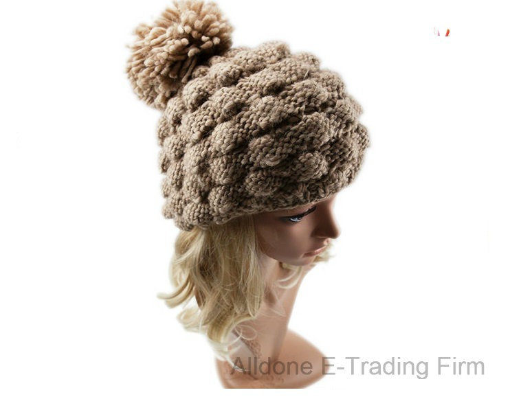 Factory Hand Knit Wool Hat Louchy Pineapple Beanie Hat Cap