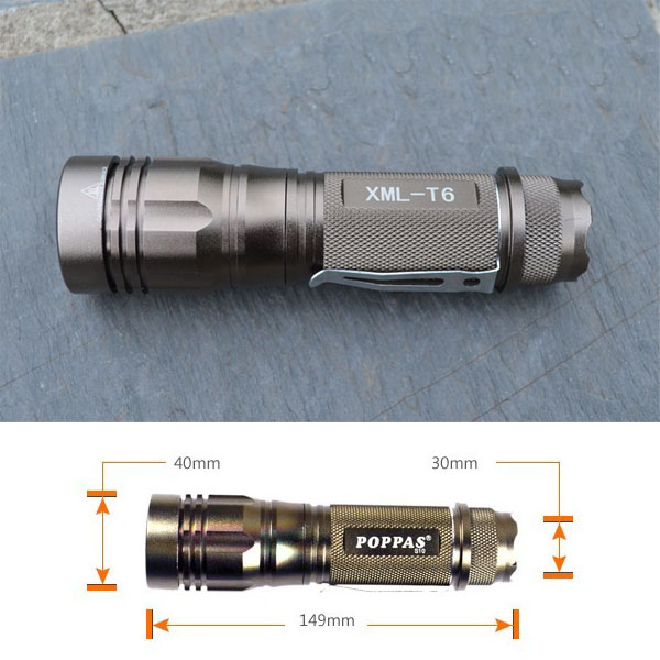 S10 Gold 400lumen Aluminum Rechargeable Zoom Easy Carry Adjustable Mini LED Flashlight