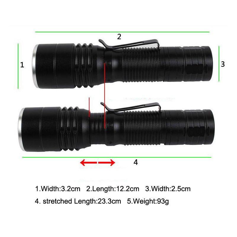 C81 Pen Clip Flexible Zoomable Head Torch Night Fishing Torch Outdoor