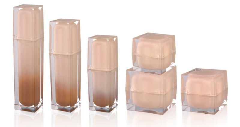 Acrylic Square Jar and Lotion Bottles for Cosmetic Packaging