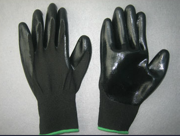 13G Polyester Liner Black Color Nitrile Coated Gloves (5029. BL)