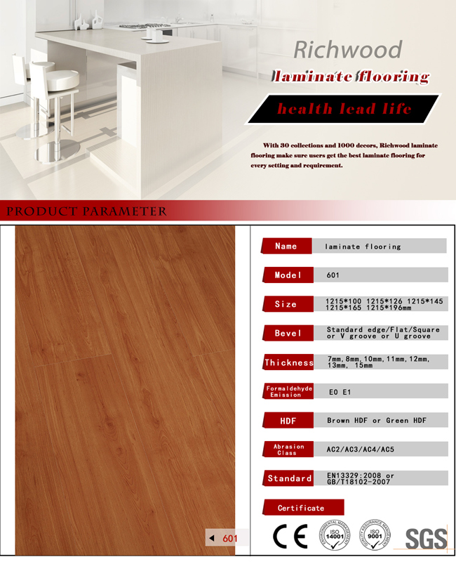 Household 8.3mm HDF AC3 Walnut Timber Teak Laminated Flooring