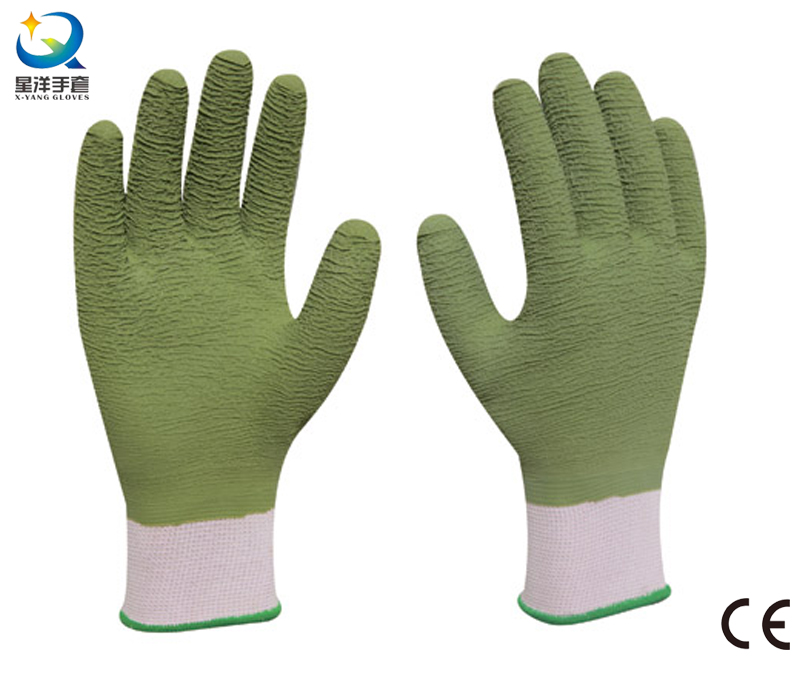 13G Polyester Shell, Latex Fully Coated Work Gloves, Wave Finish