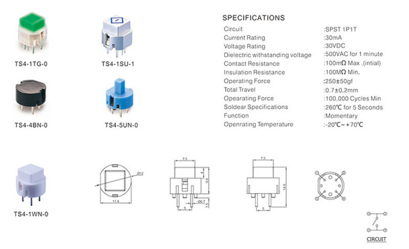 7.5*7.5mm Hot Sale Switch Momentary Switch (FBELE)