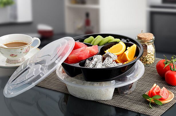 Hot Bento/Meal/Round Disposable 3-Compartment PP Plastic Microwave Food Container