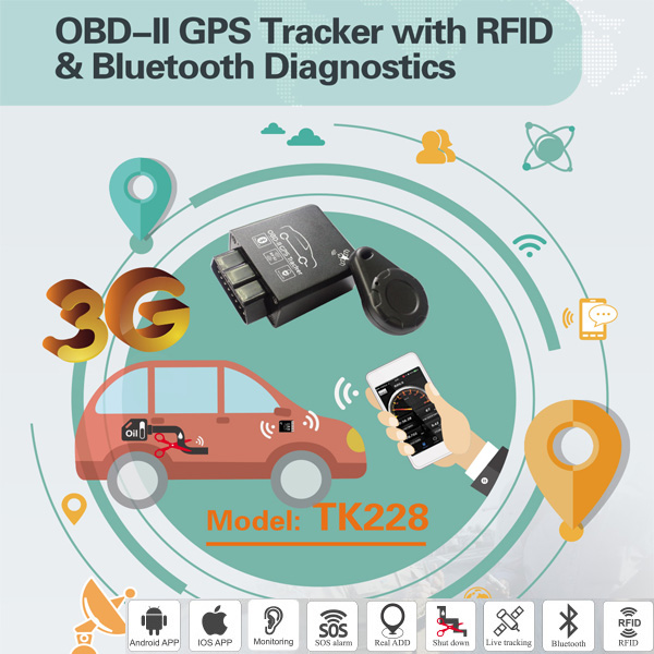 OBD2 Car GPS Tracker with Wireless Relay Stop Restore The Engine, Monitor Voice Tk228-Ez