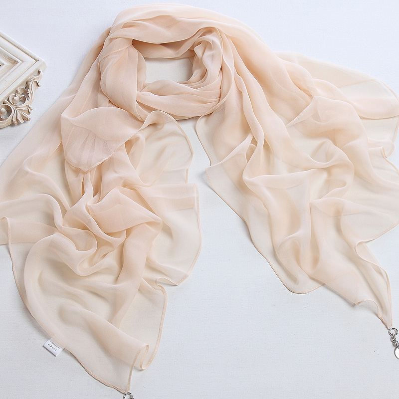 Women Pure Color Polyester Chiffon Scarf Shawl