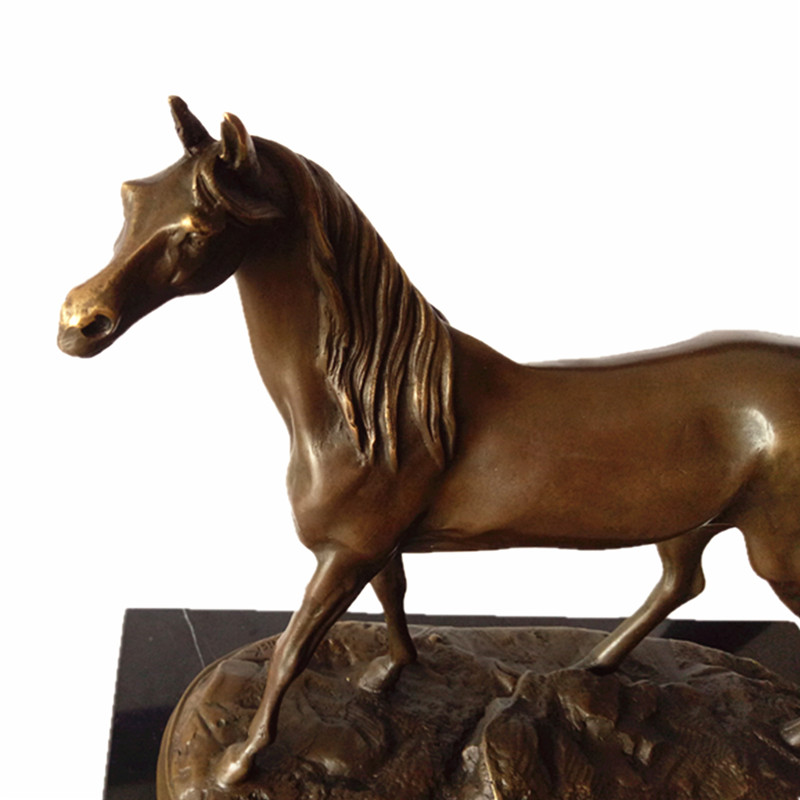 Animal Bronze Sculpture Single Horse Craft Deco Brass Statue Tpal-247