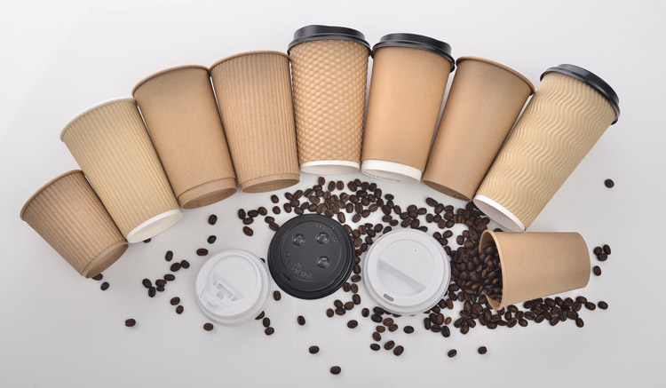 Disposable Ripple Walled Insulated Paper Coffee Cups for Hot Drinking