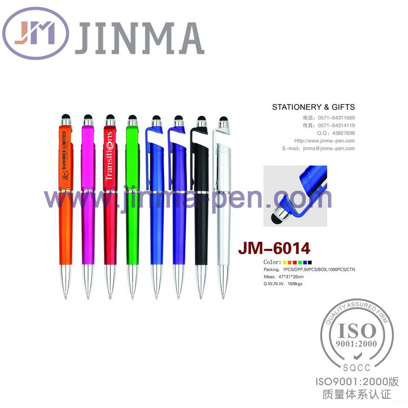 The Promotion Gifts Plastic Ball Pen Jm-6014 with One Cellphone Stand