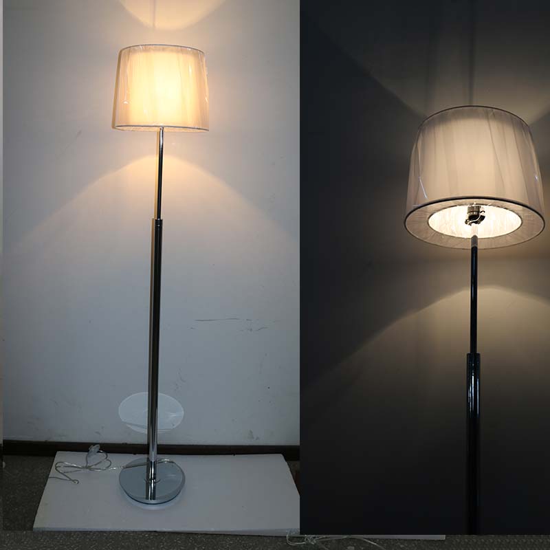 White Fabric Shade Floor Lamp with Simple Design