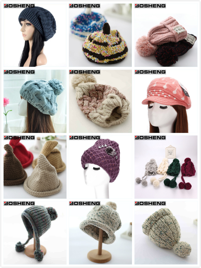 Women's Knit Winter Free POM Beanies Crochet Fashion Hat with POM Balls