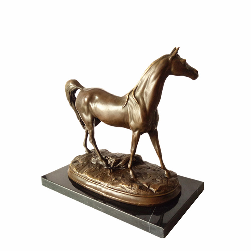 Animal Bronze Sculpture Single Horse Craft Deco Brass Statue Tpal-247