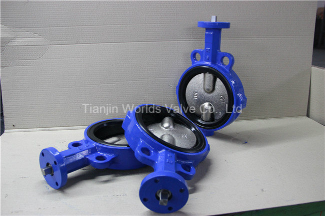 Rubber Liner Wafer Butterfly Valve with 2 PCS Split Body