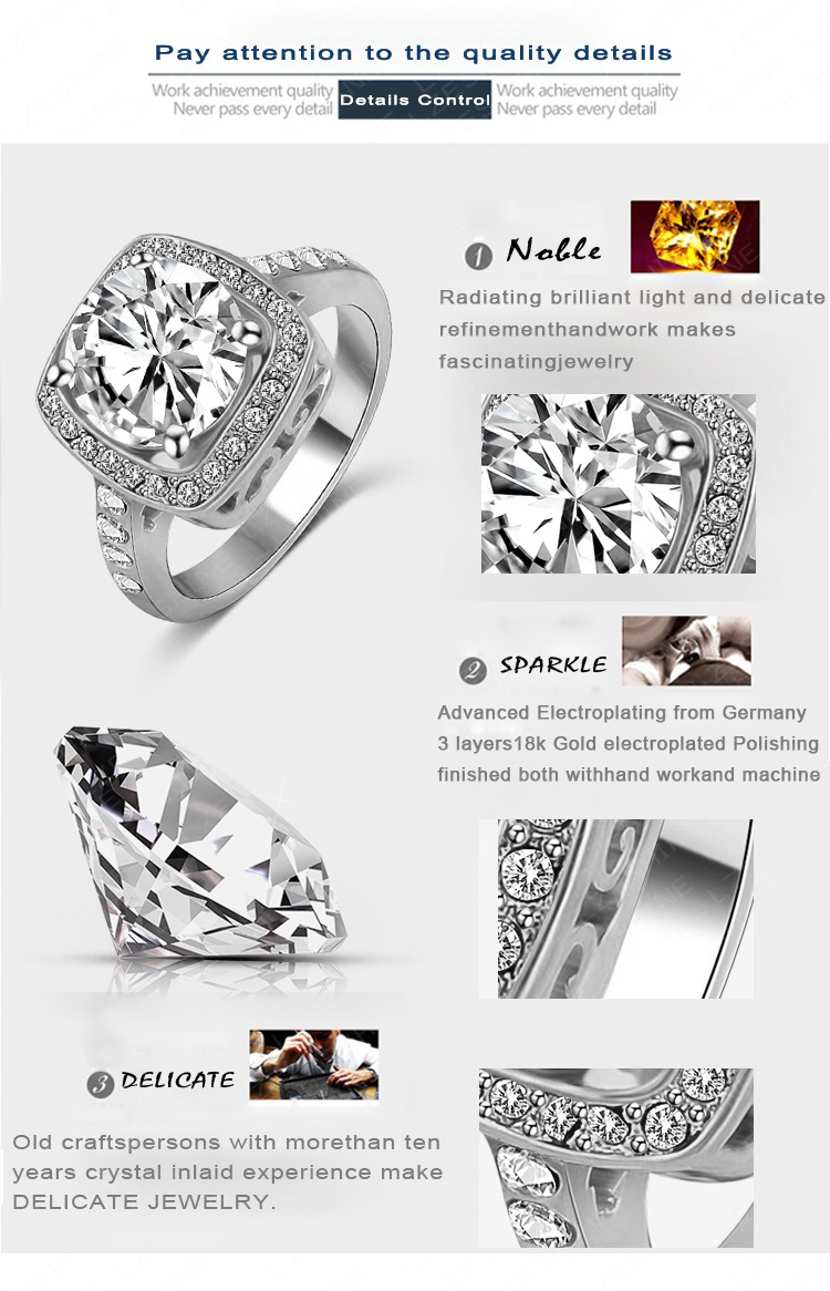 Classical Big Zircon and CZ Crstal Wedding Ring Cheap (Ri-HQ1003)