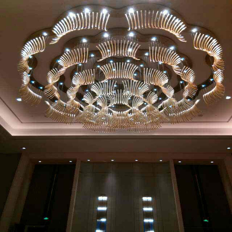 Morden and Big Size Flower Round Hotel Luxury Crystal Pendant Lamp